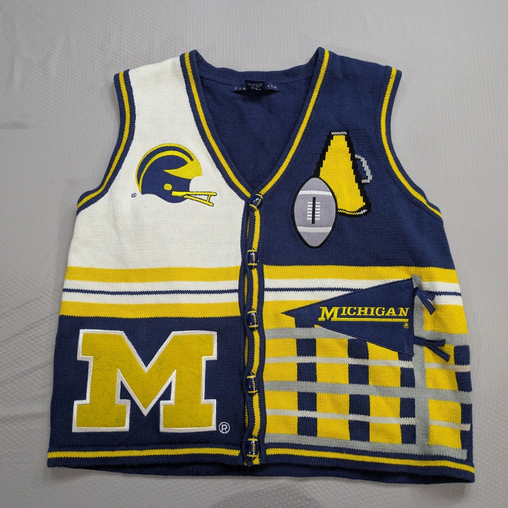 Birch Bros University Of Michigan Wolverines cardigan vest Sweater Size XL